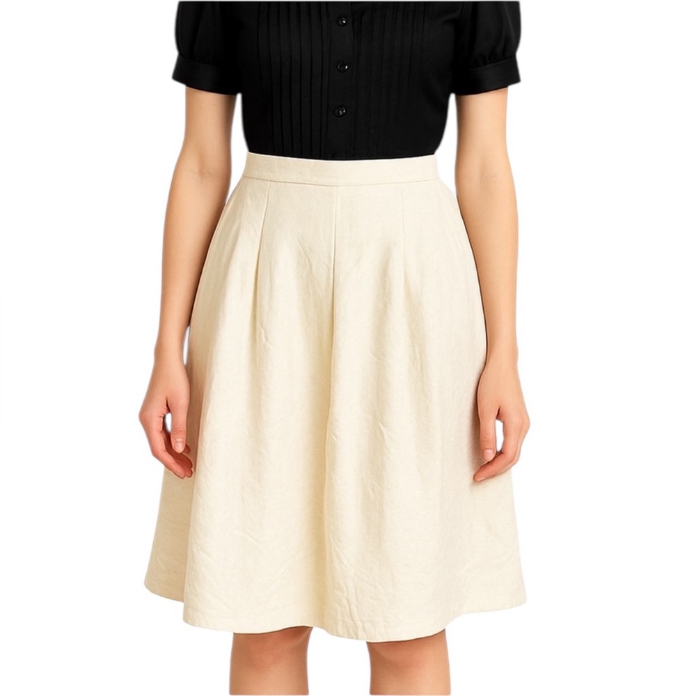 People Like Frank Cream Crinkle Silky Skirt Size 14 - Picture 1 of 9